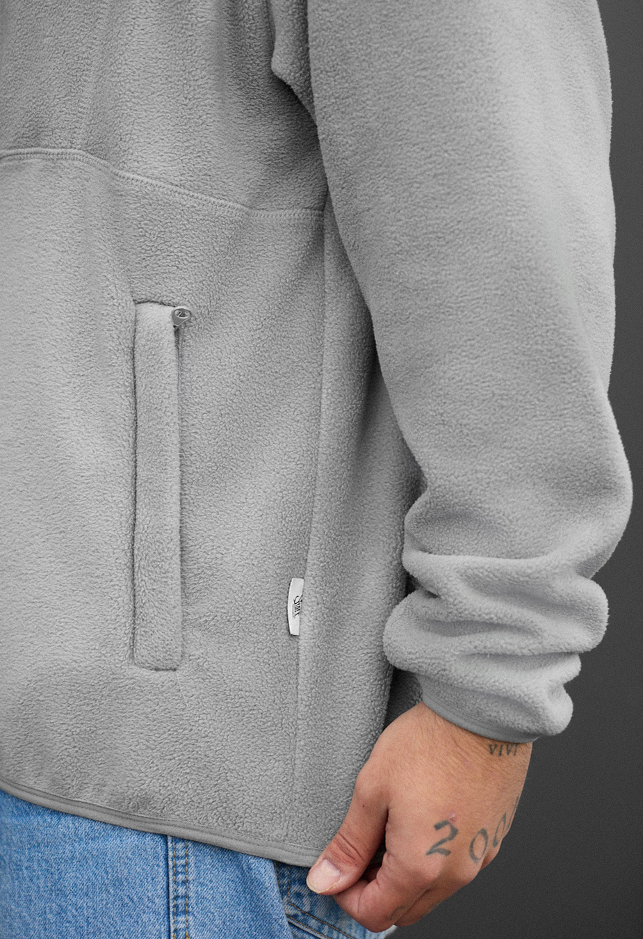 Bluza Staff light gray zip fleece oversize