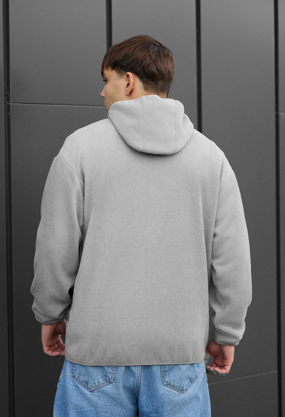 Bluza Staff light gray zip fleece oversize