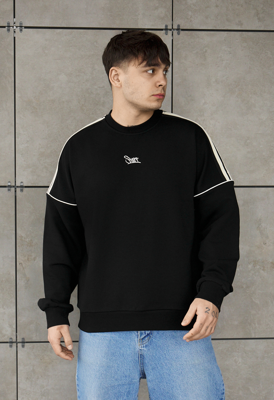 Bluza Staff line black reflective oversize