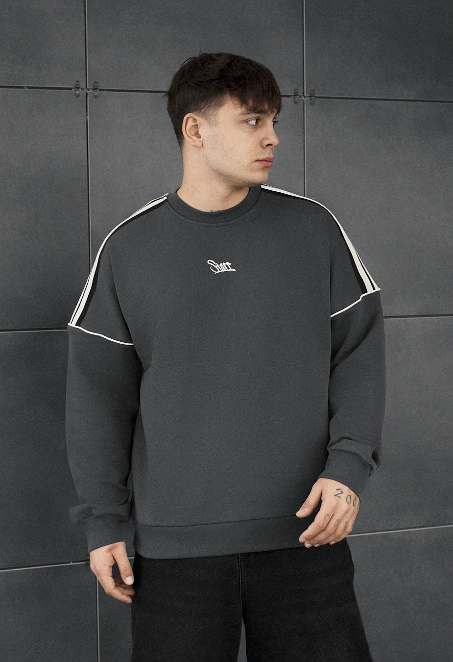Bluza Staff line dark gray reflective oversize