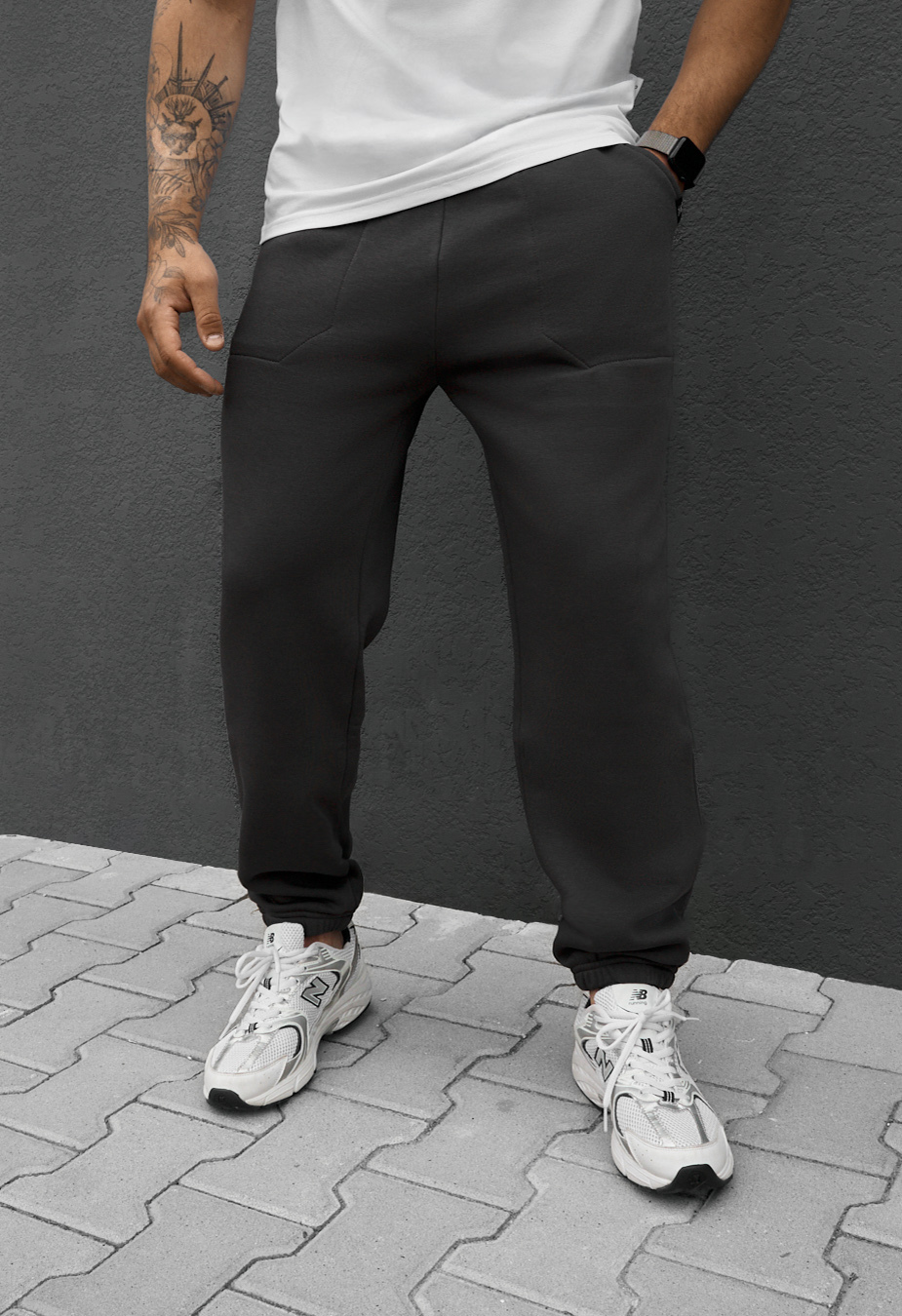 Spodnie dresowe Staff al dark gray fleece
