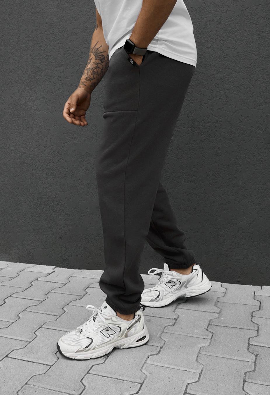 Spodnie dresowe Staff al dark gray fleece