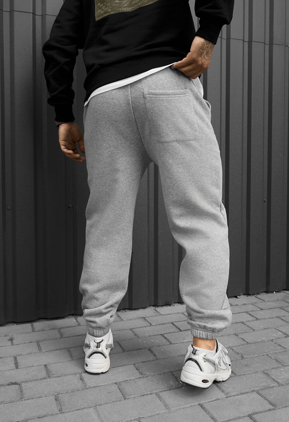 Spodnie dresowe Staff al gray melange fleece