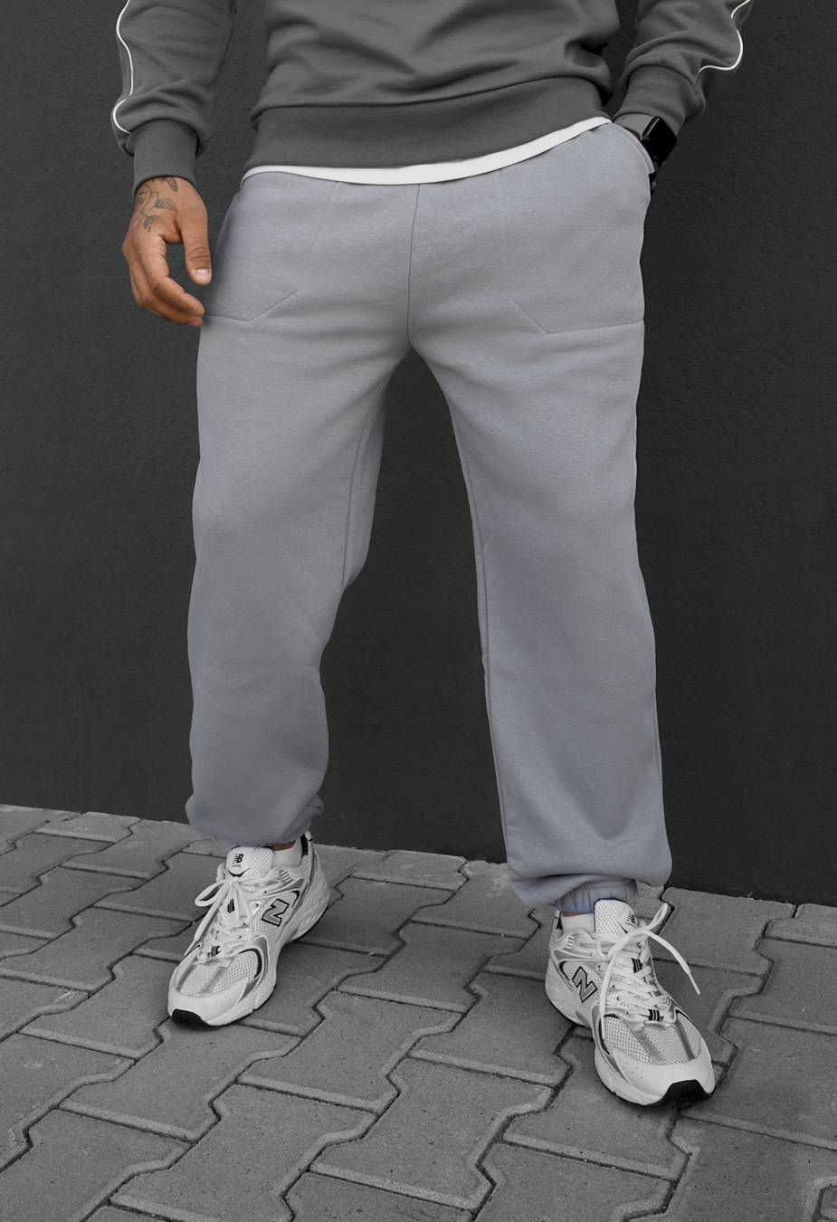 Spodnie dresowe Staff al light gray fleece