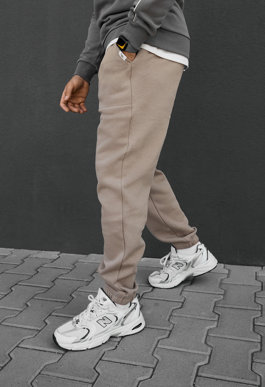 Spodnie dresowe Staff al beige fleece