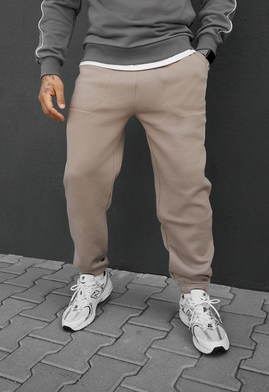 Spodnie dresowe Staff al beige fleece