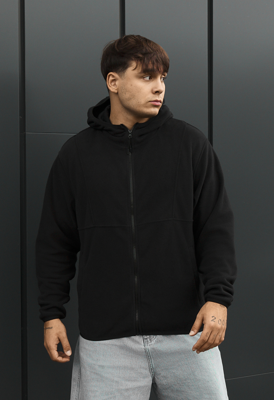 Bluza Staff zip black fleece