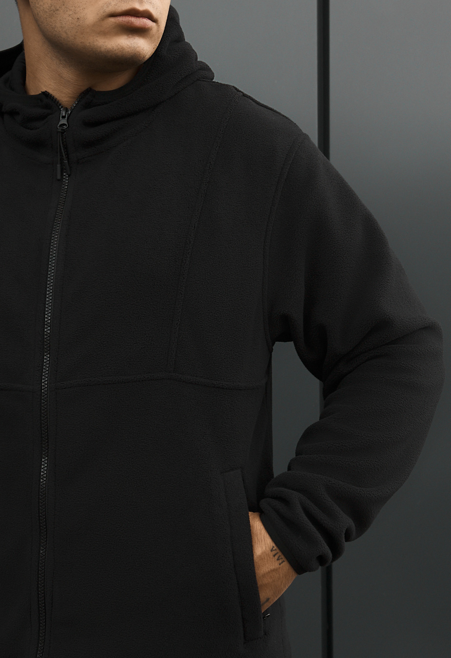 Bluza Staff zip black fleece