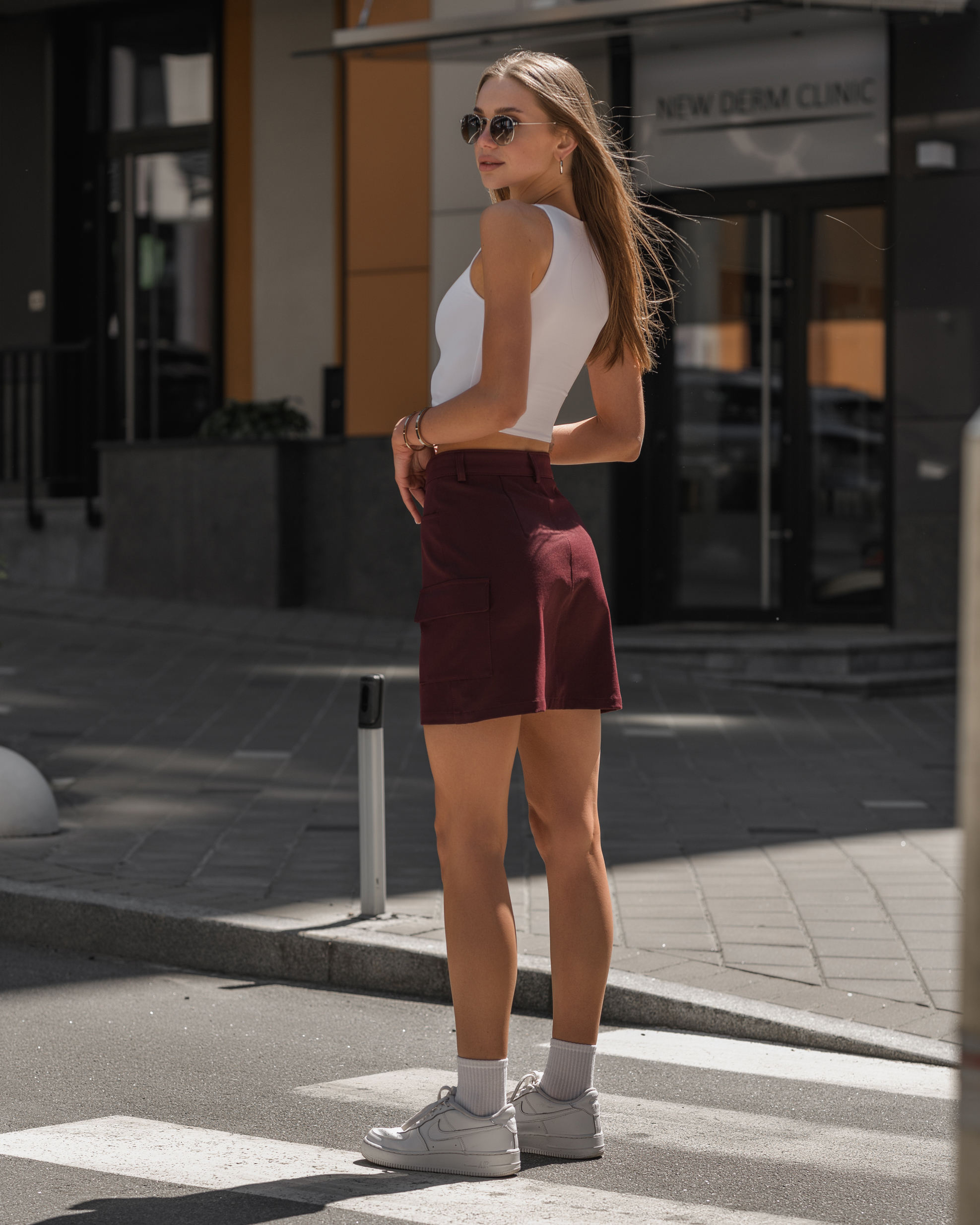 Spódnica Staff mini bordo