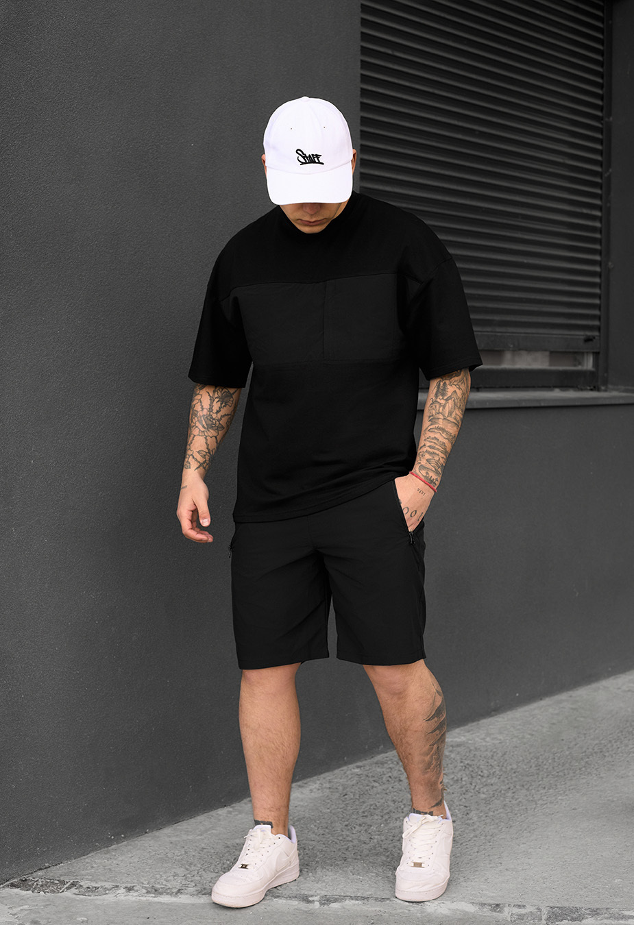 Komplet koszulka + spodenki Staff patt black oversize