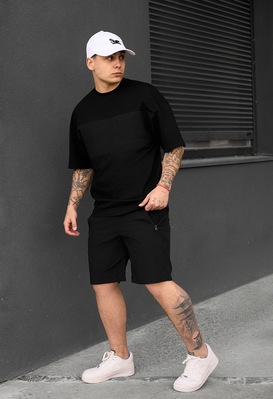 Komplet koszulka + spodenki Staff patt black oversize