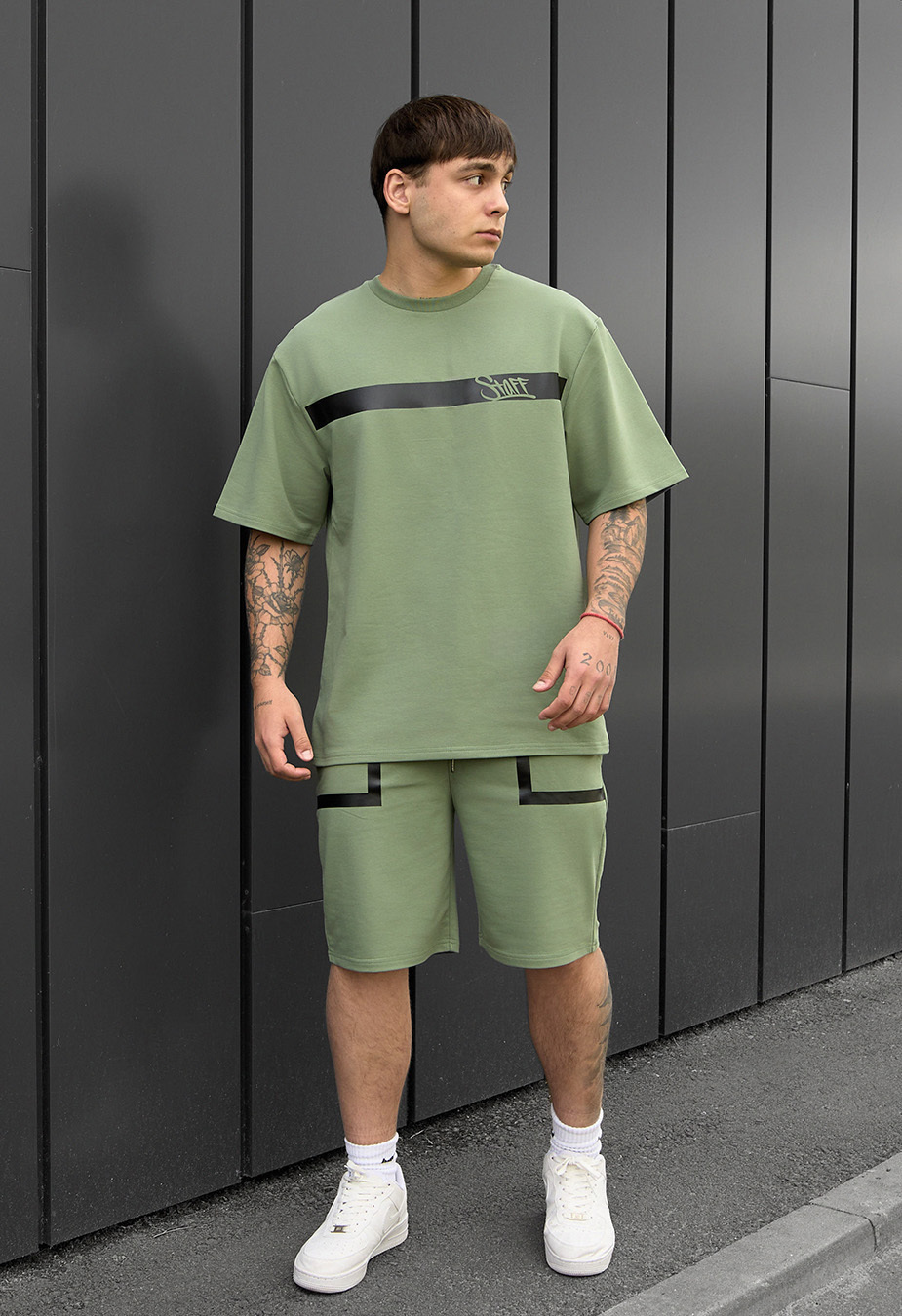 Komplet koszulka + spodenki Staff ra khaki