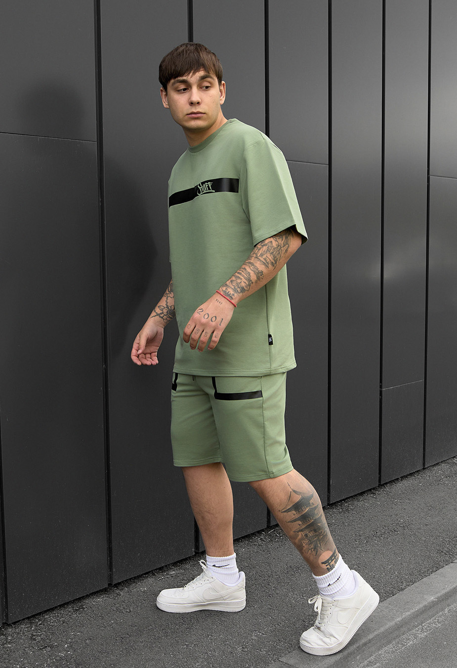 Komplet koszulka + spodenki Staff ra khaki