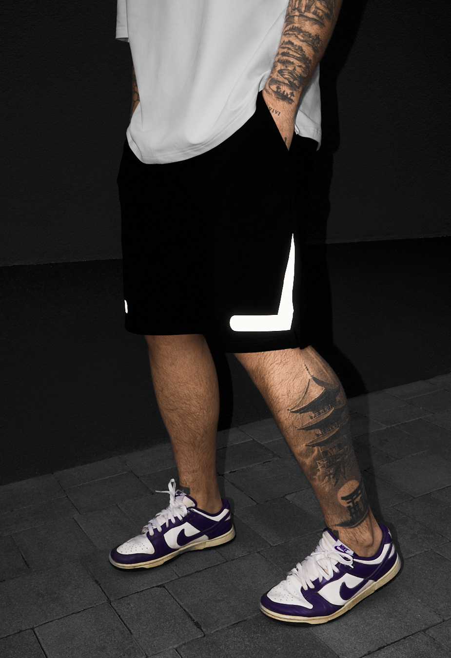 Komplet koszulka + spodenki Staff di black & white reflective oversize