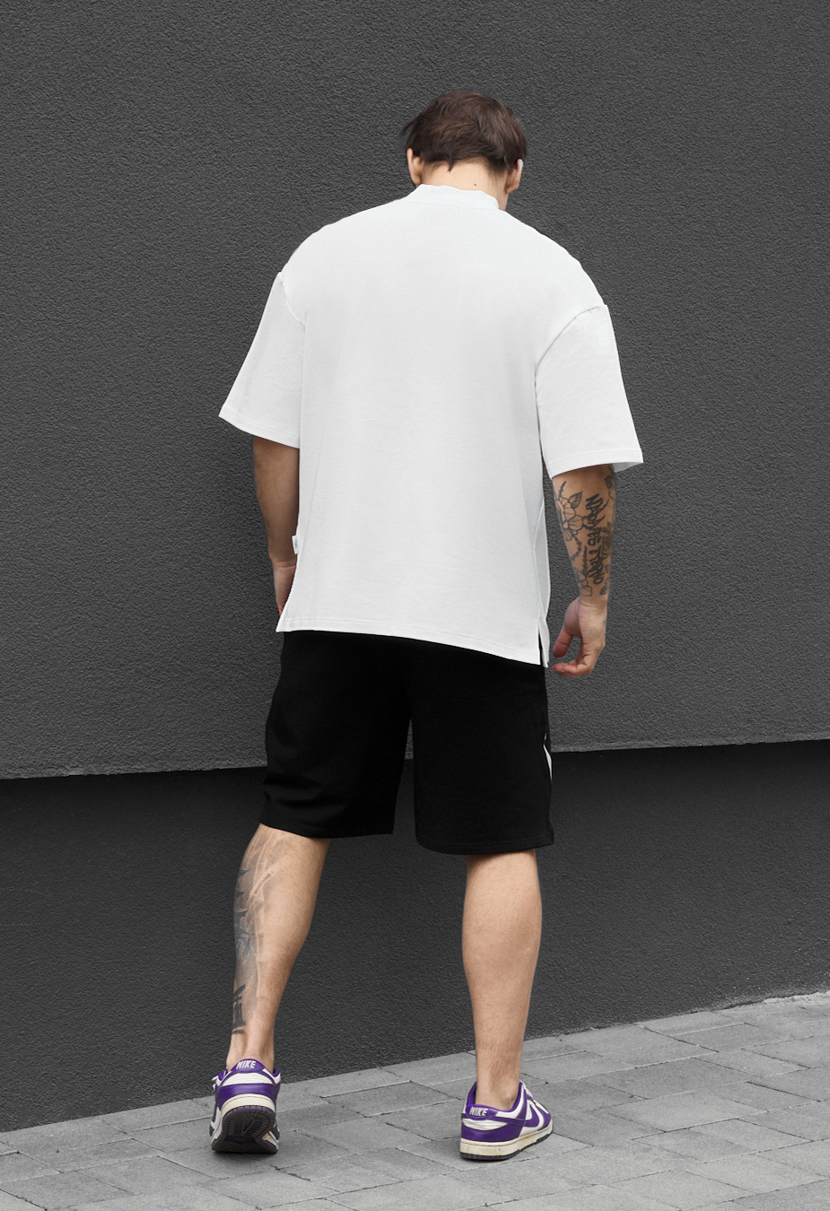 Komplet koszulka + spodenki Staff di black & white reflective oversize