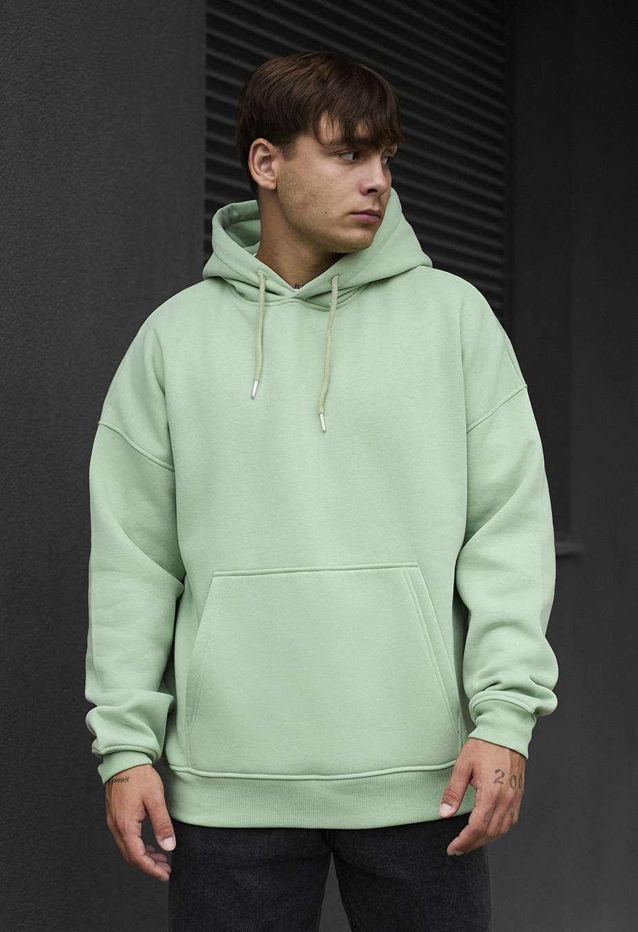 Bluza z kapturem Staff light mint oversize fleece