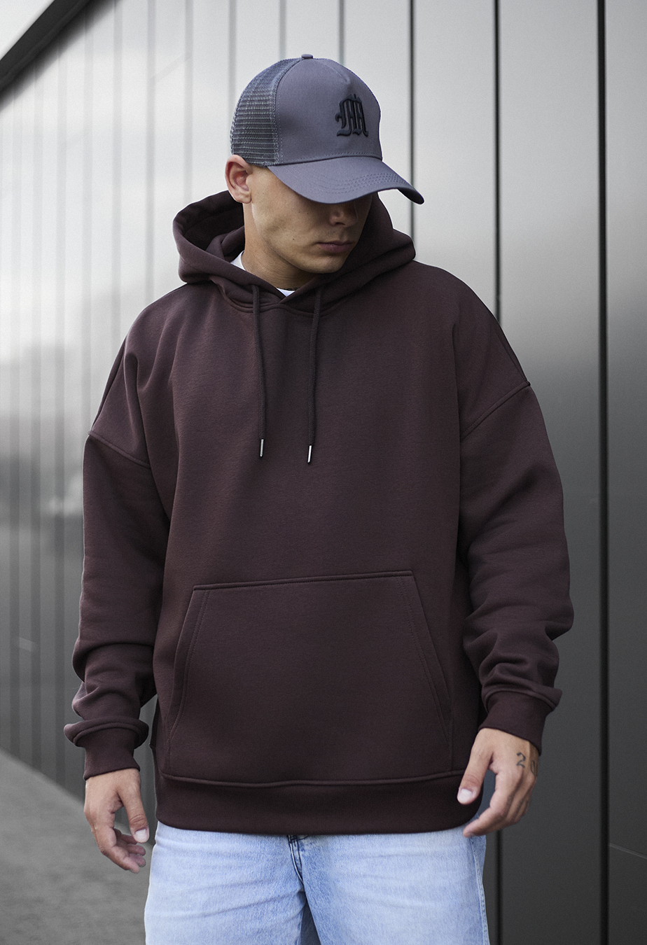 Bluza z kapturem Staff brown oversize fleece