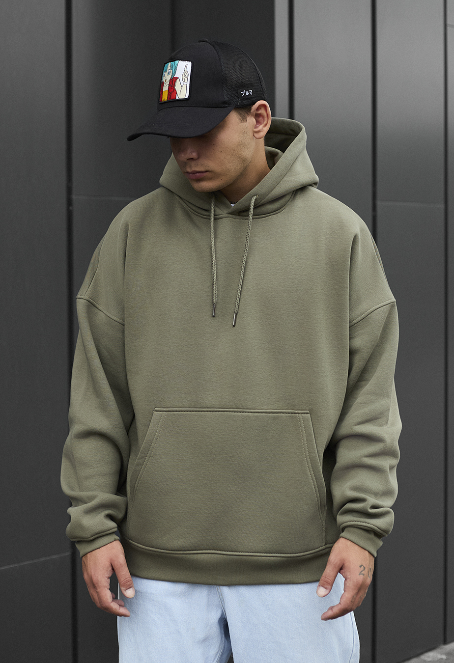 Bluza z kapturem Staff khaki oversize fleece