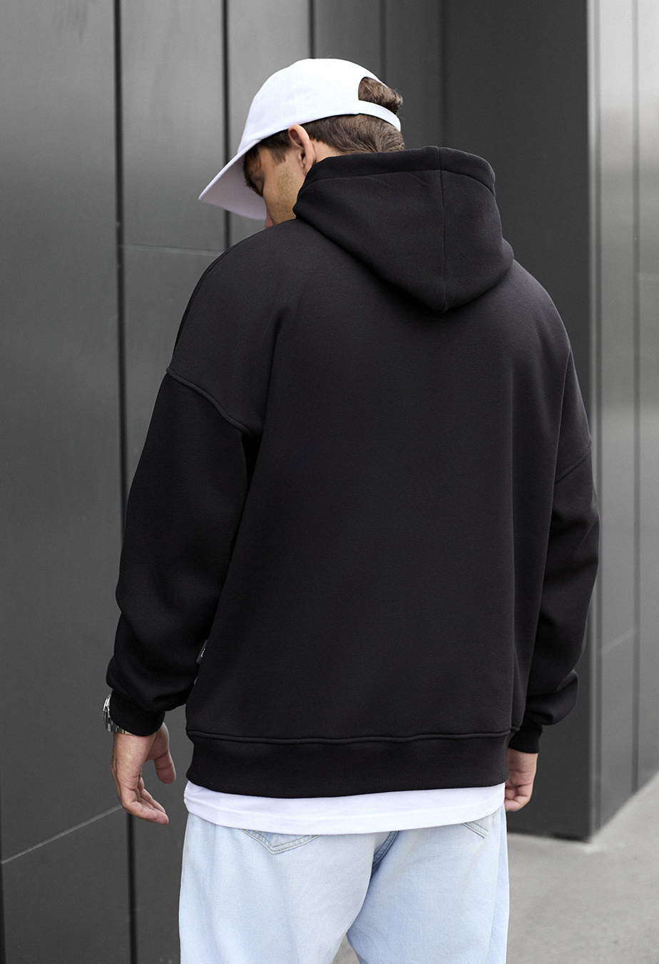 Bluza z kapturem Staff black oversize fleece