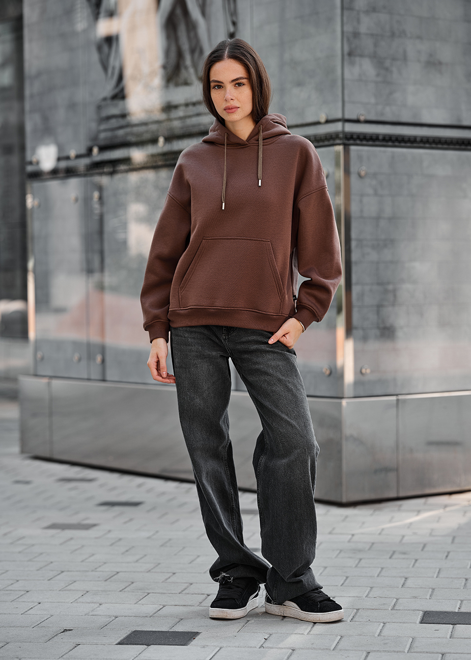 Bluza z kapturem Staff mi brown oversize fleece