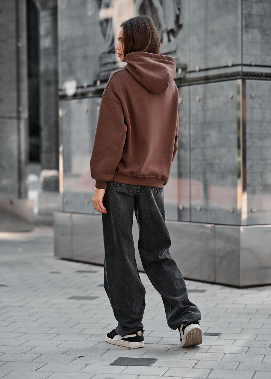 Bluza z kapturem Staff mi brown oversize fleece