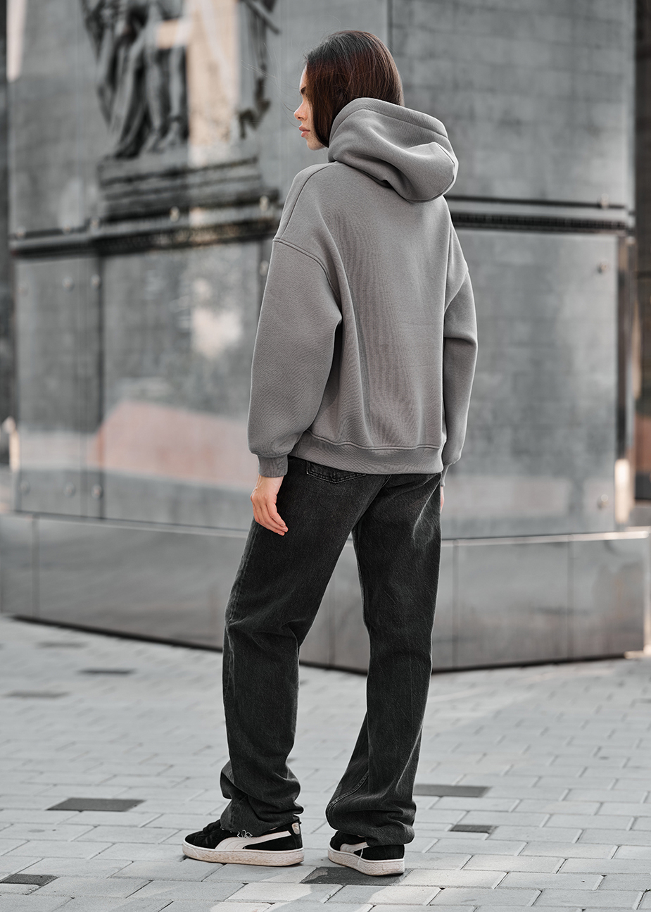 Damska bluza z kapturem Staff mi gray oversize fleece