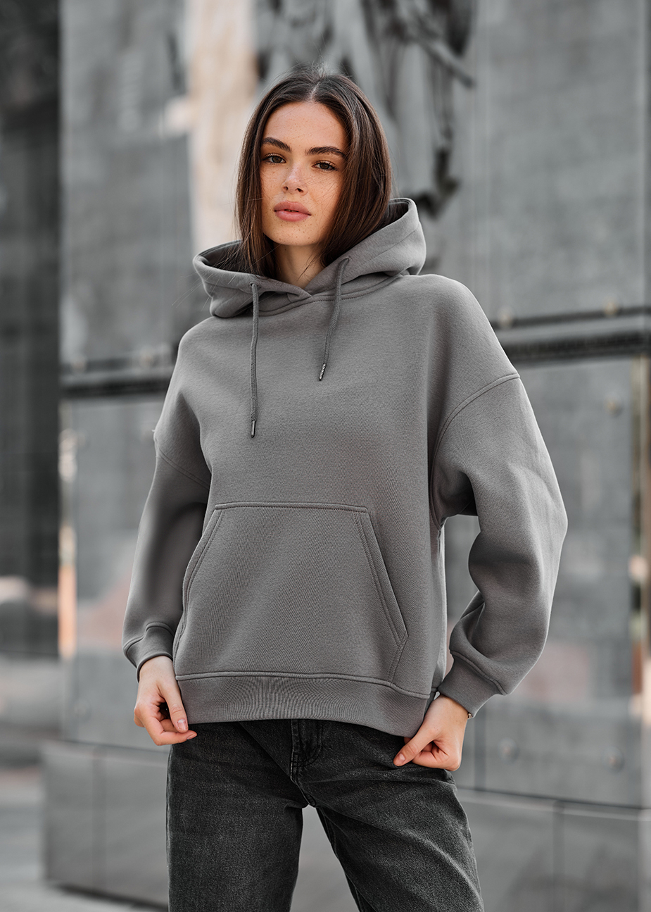 Damska bluza z kapturem Staff mi gray oversize fleece