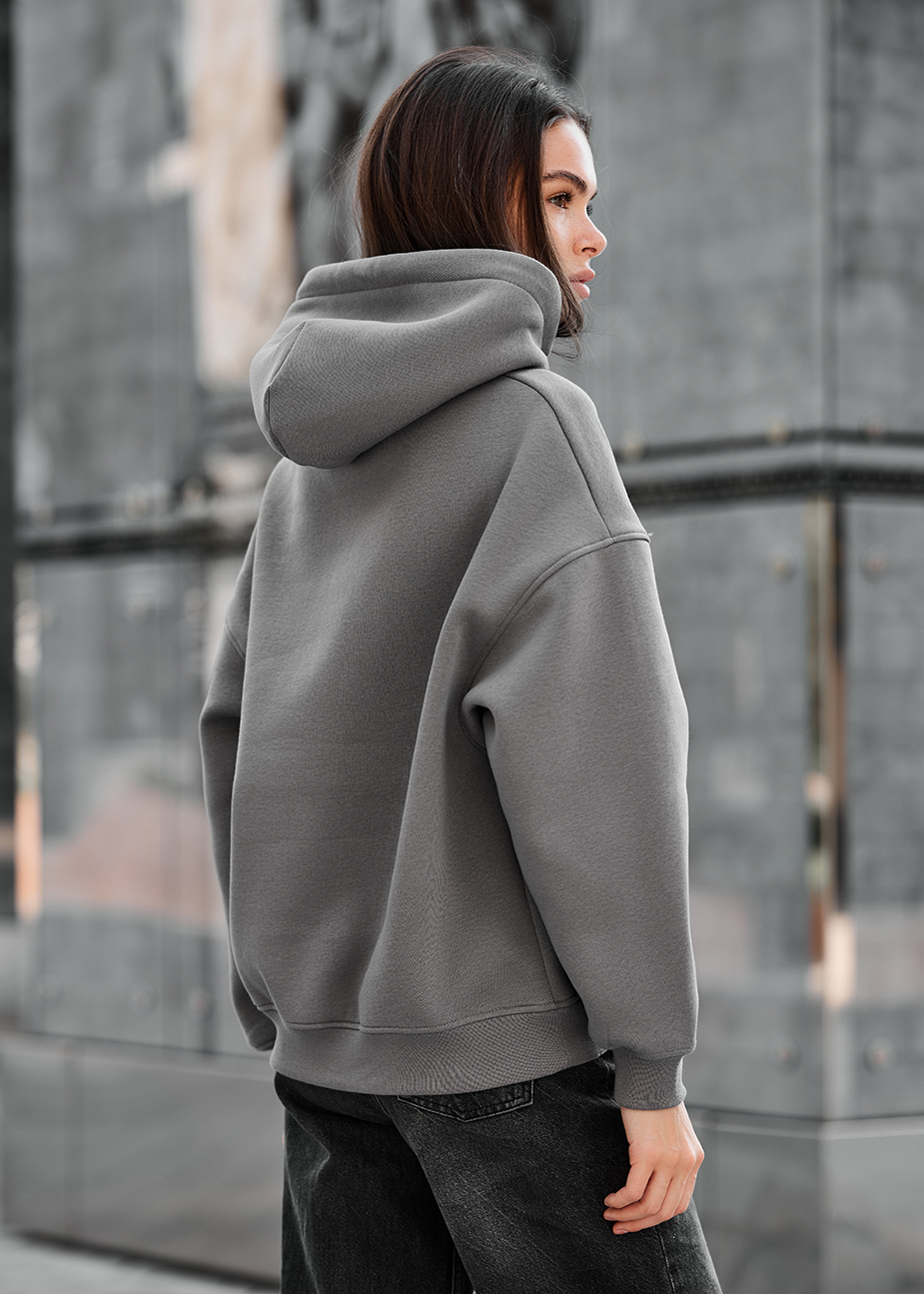 Damska bluza z kapturem Staff mi gray oversize fleece