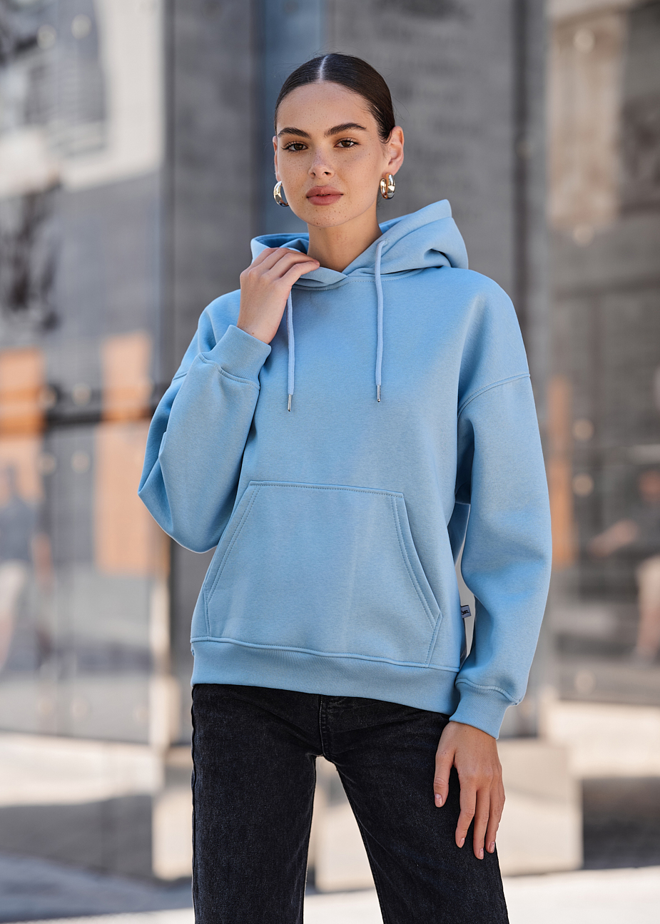 Damska bluza z kapturem Staff mi light blue oversize fleece