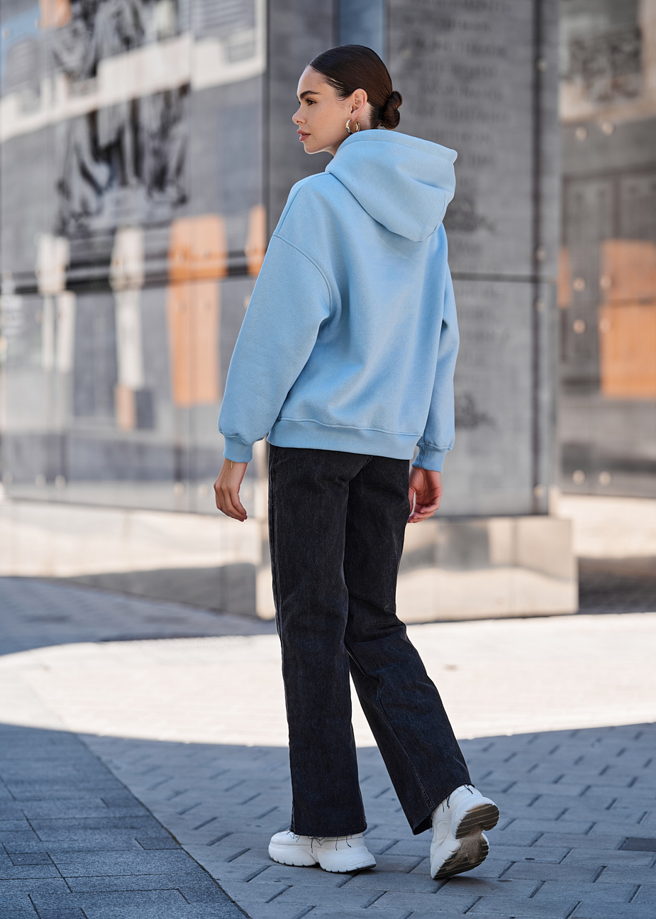 Damska bluza z kapturem Staff mi light blue oversize fleece