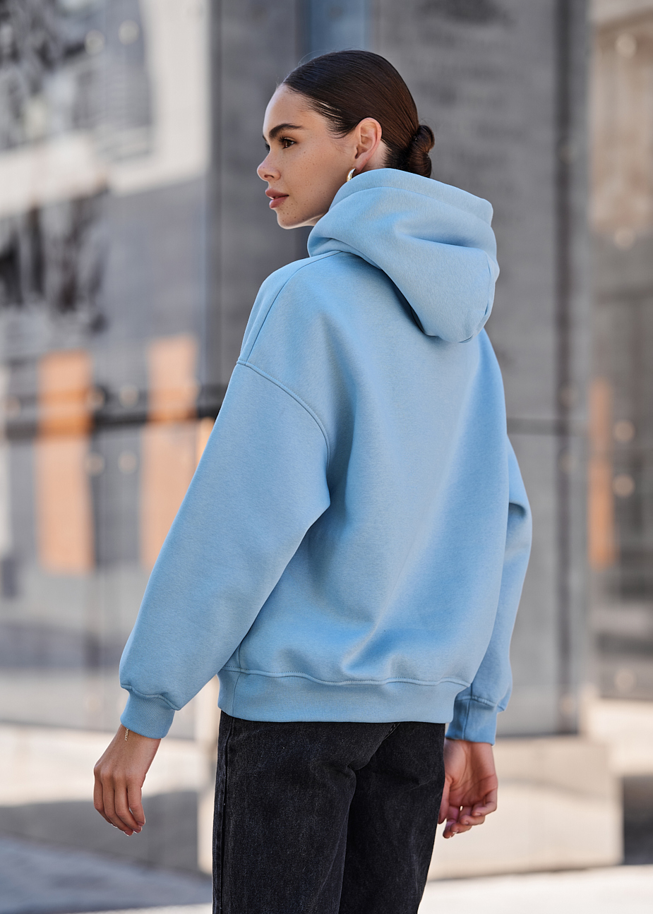 Damska bluza z kapturem Staff mi light blue oversize fleece