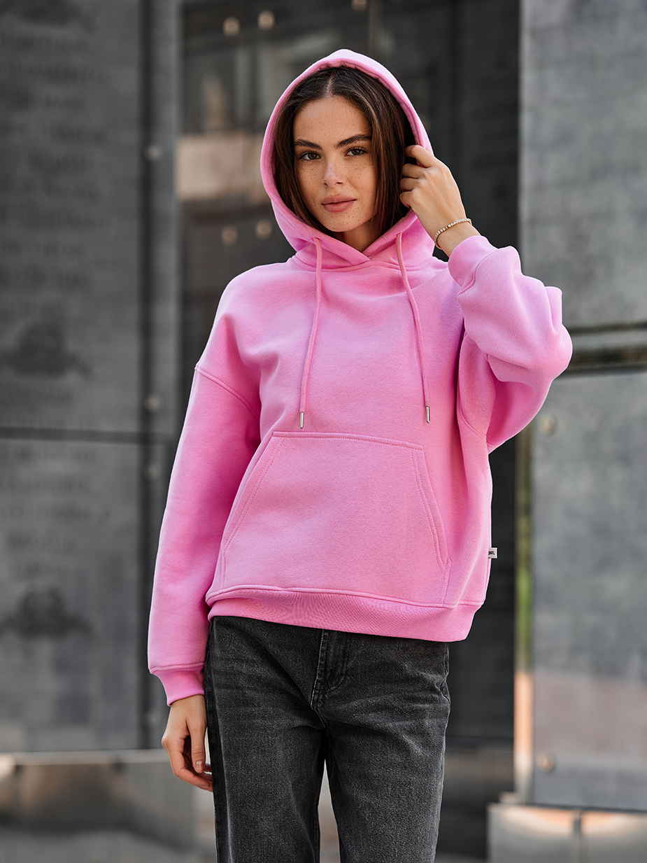 Damska bluza z kapturem Staff mi pink oversize fleece