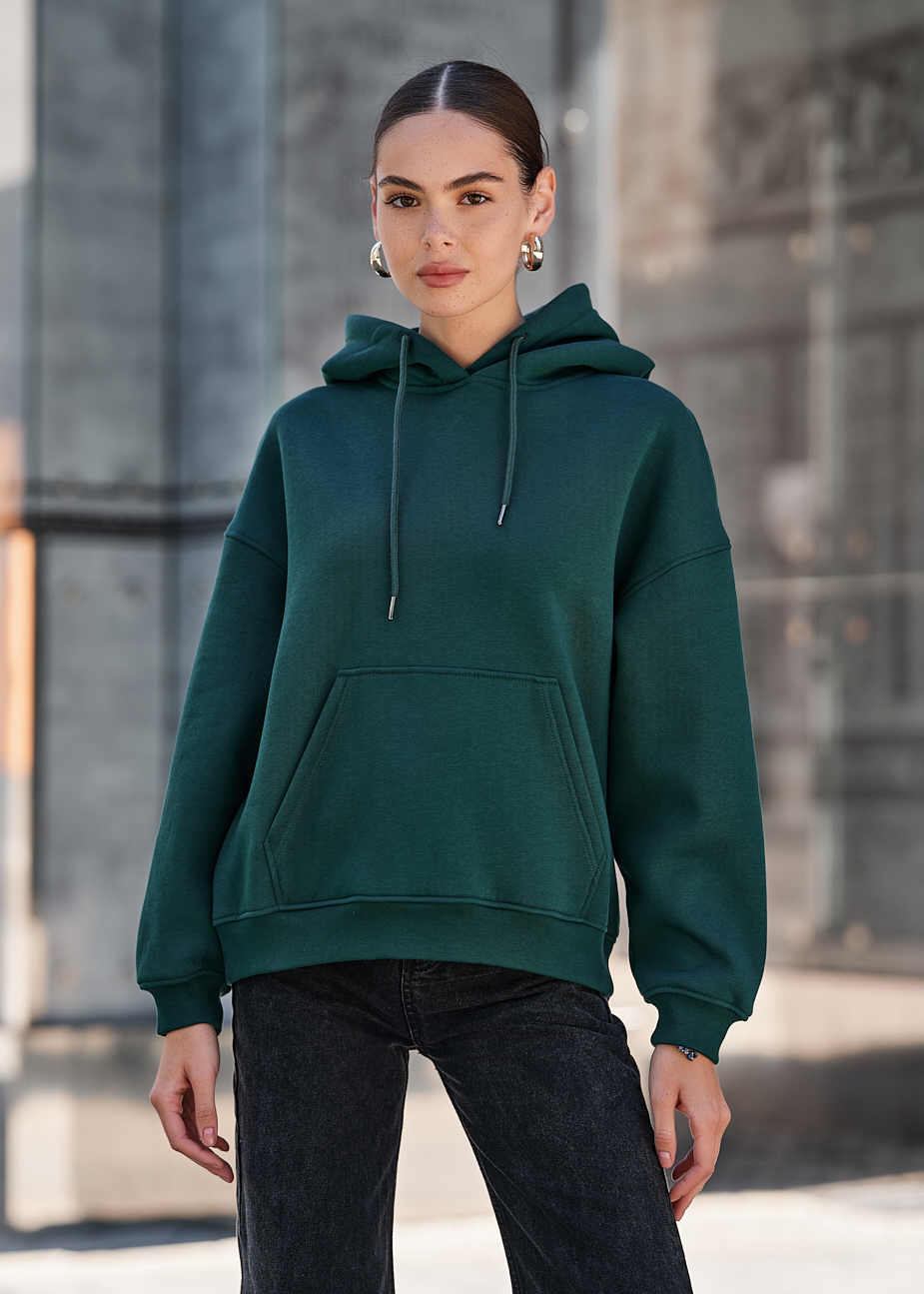 Damska bluza z kapturem Staff mi green oversize fleece