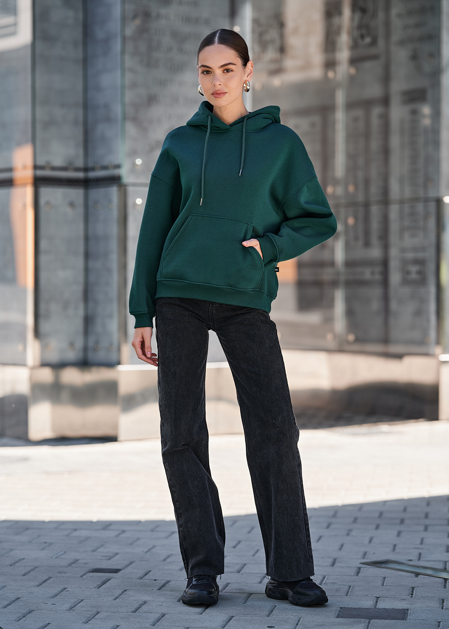 Damska bluza z kapturem Staff mi green oversize fleece