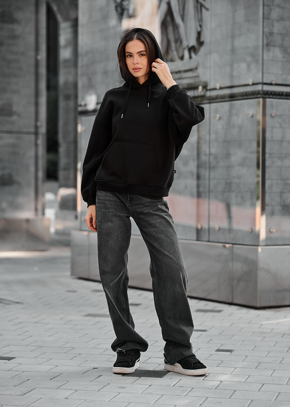 Damska bluza z kapturem Staff mi black oversize fleece