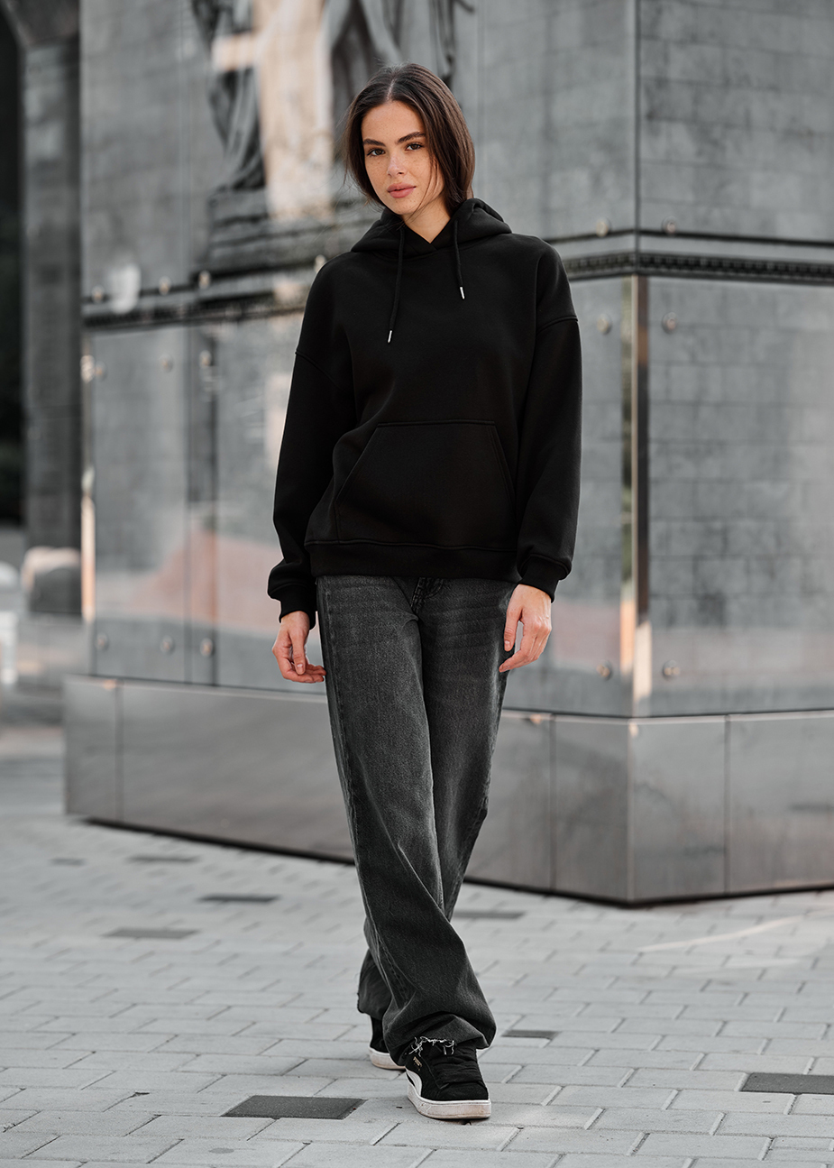 Damska bluza z kapturem Staff mi black oversize fleece