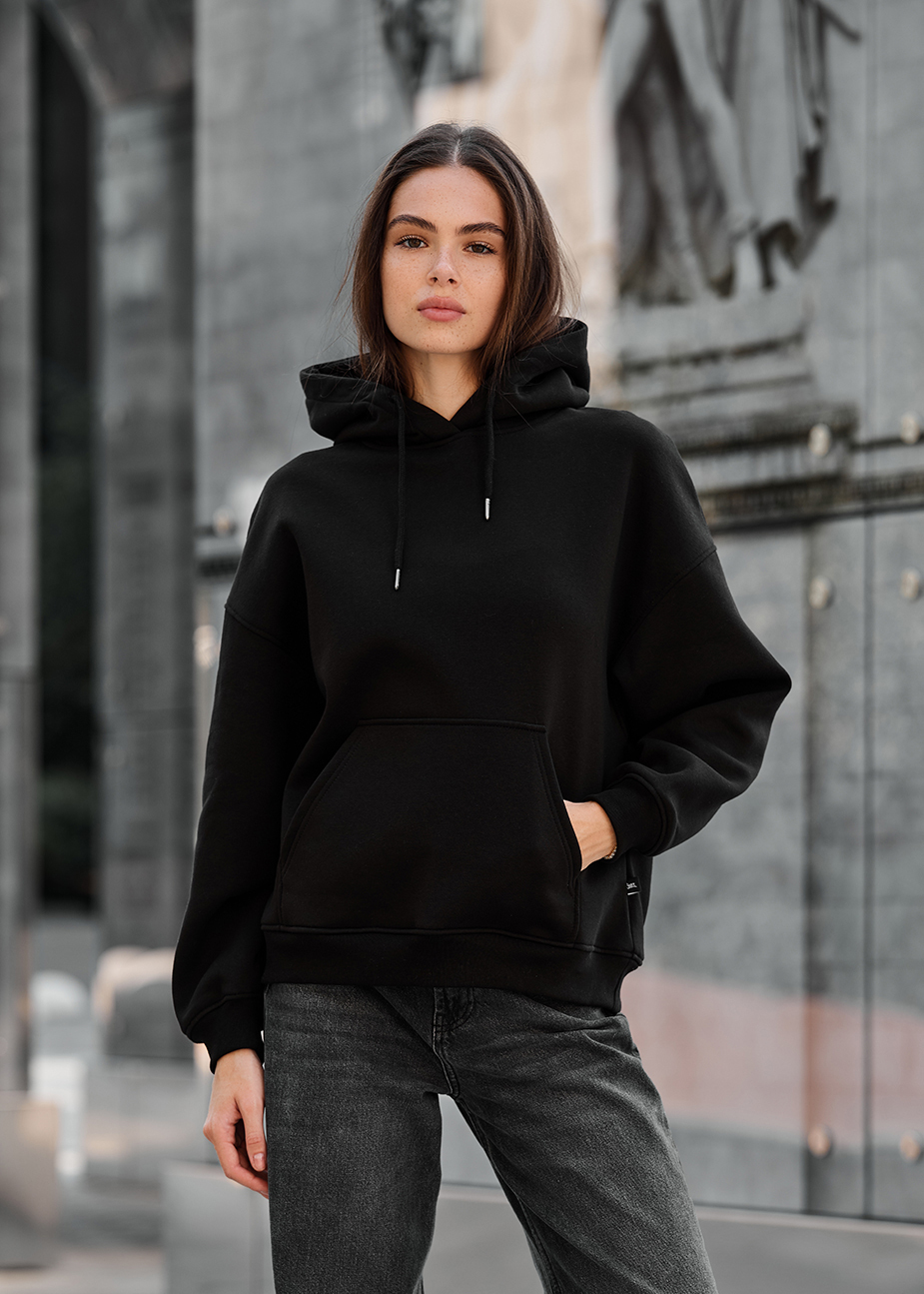 Damska bluza z kapturem Staff mi black oversize fleece