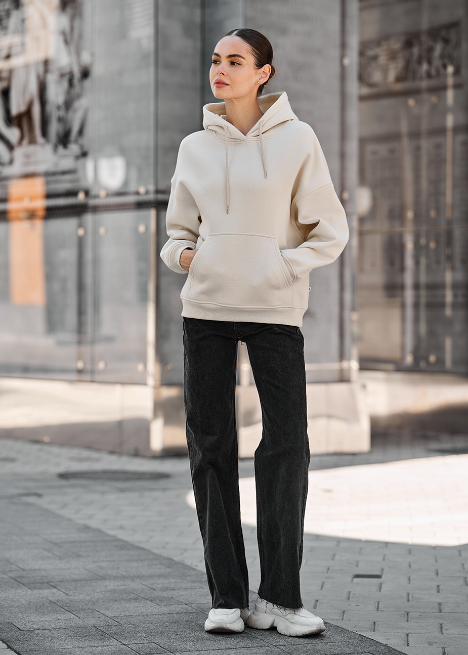 Damska bluza z kapturem Staff mi milk oversize fleece