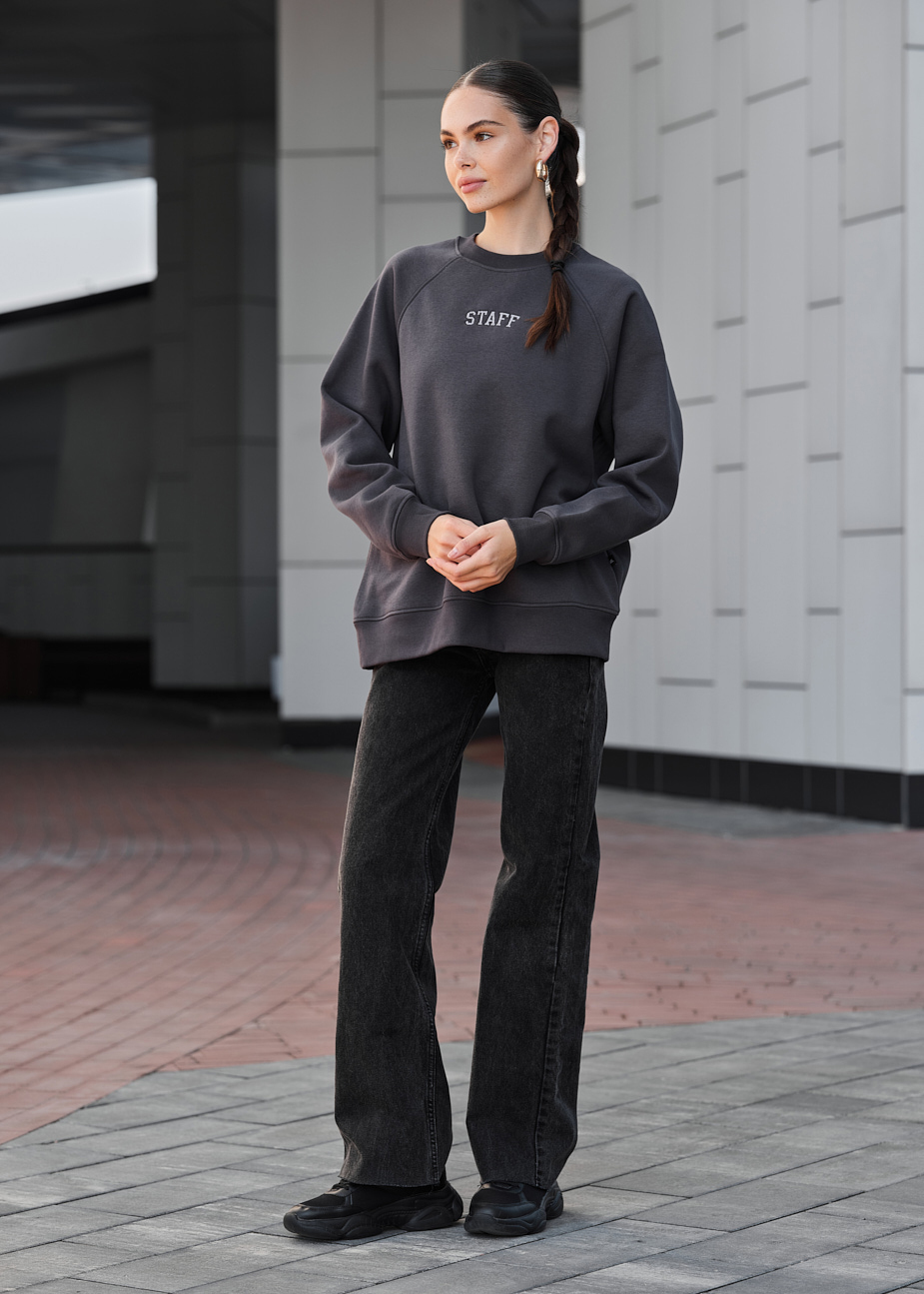 Bluza damska Staff dark gray logo oversize fleece