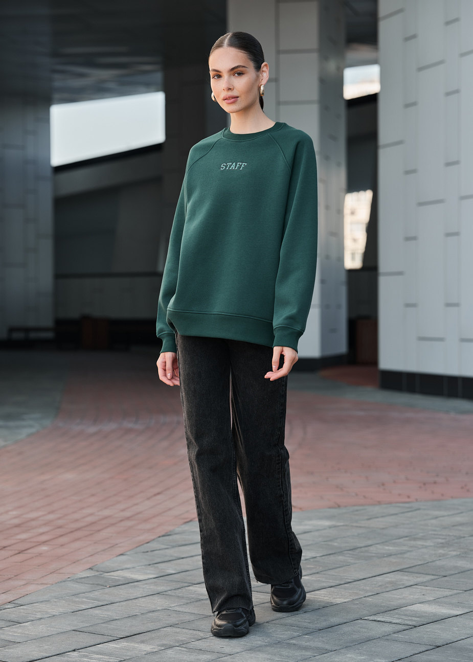 Bluza damska Staff green logo oversize fleece