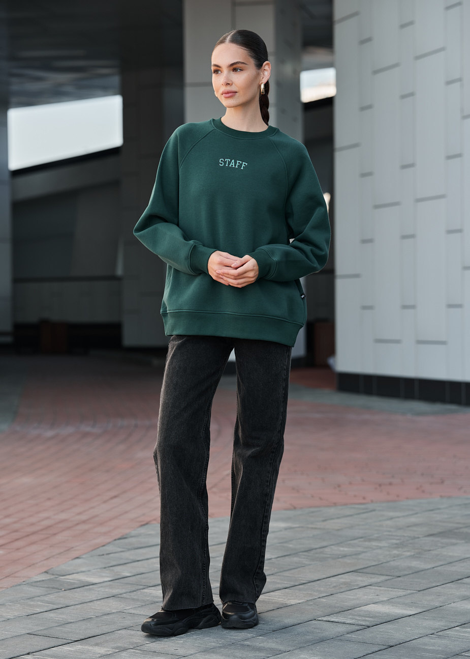 Bluza damska Staff green logo oversize fleece