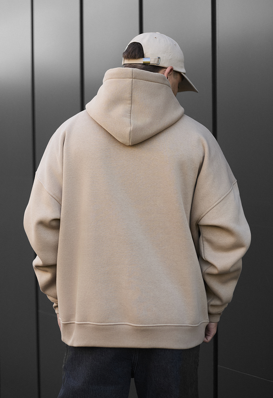 Bluza z kapturem Staff beige oversize fleece