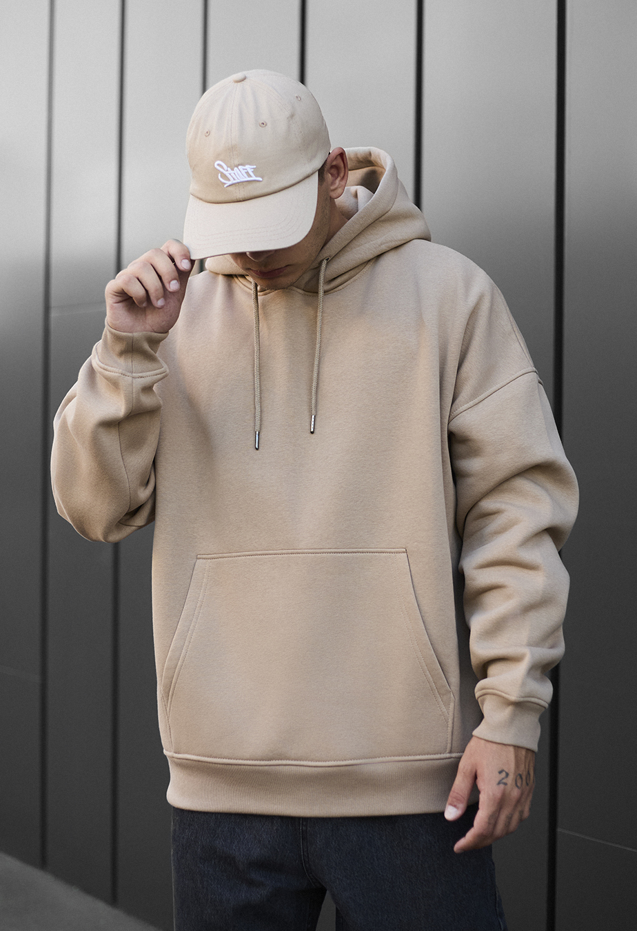 Bluza z kapturem Staff beige oversize fleece