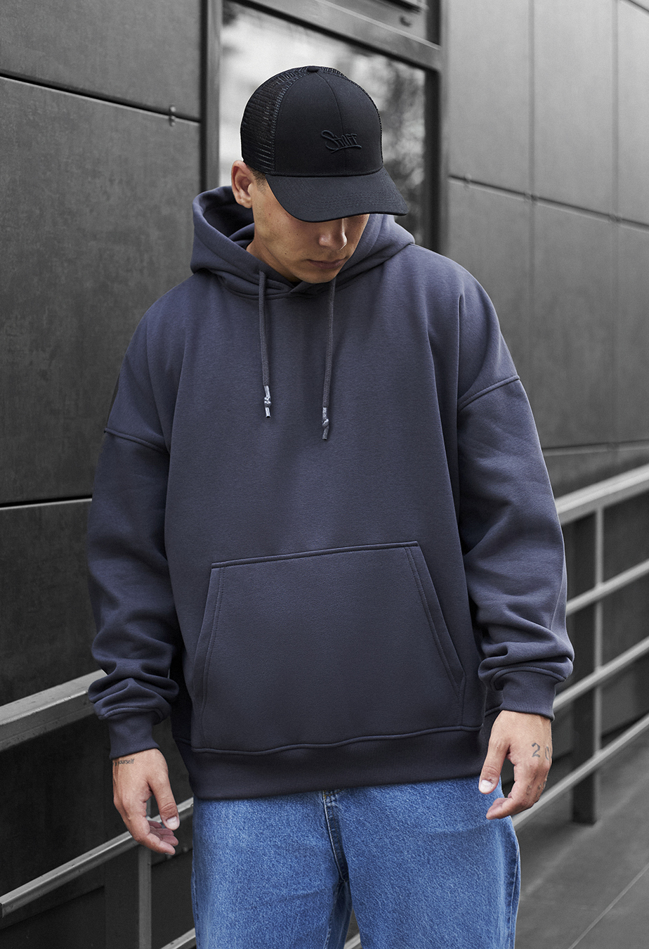 Bluza z kapturem Staff dark gray oversize fleece