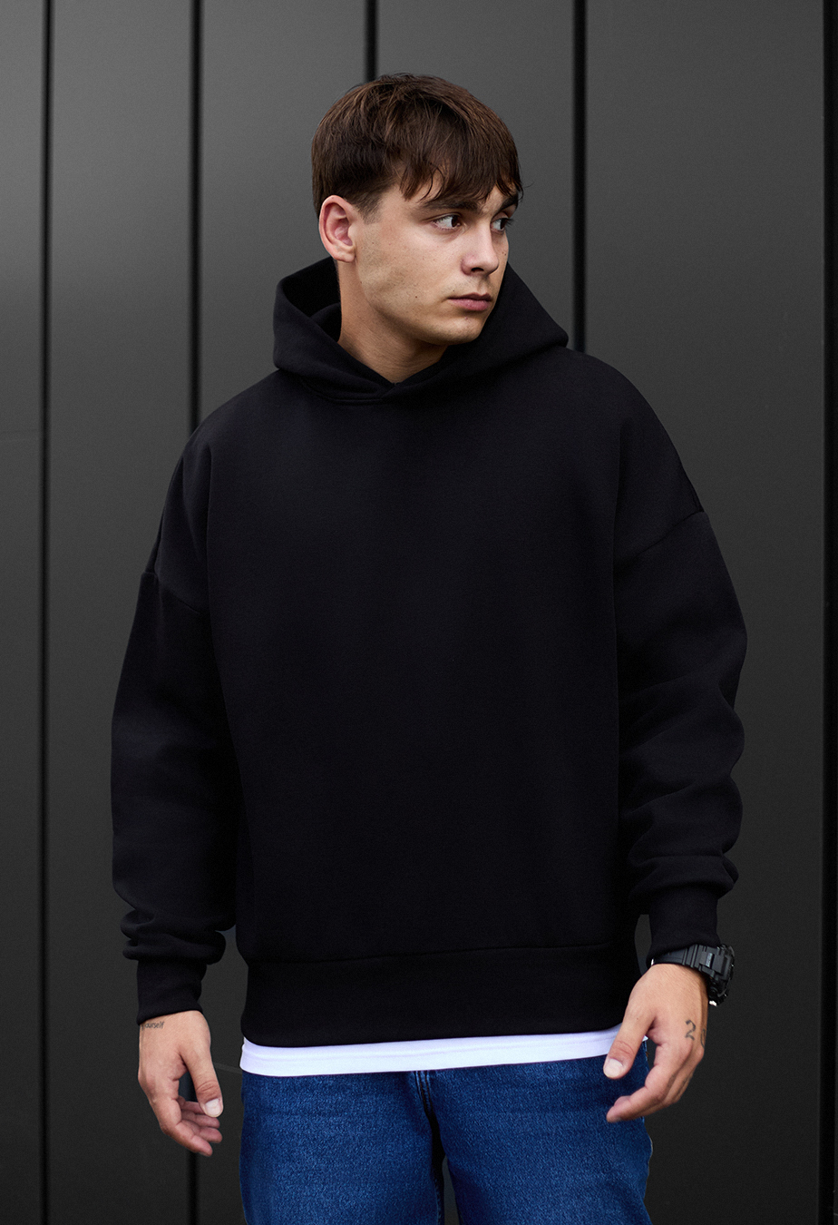 Bluza z kapturem Staff black oversize fleece