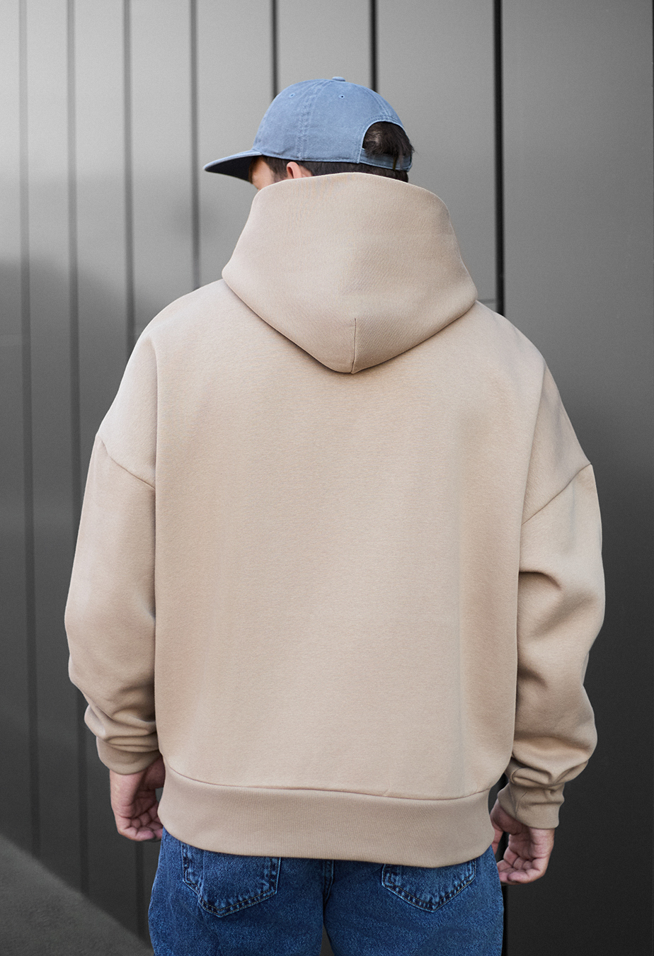 Bluza z kapturem Staff beige oversize fleece