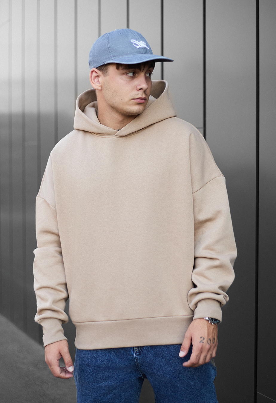 Bluza z kapturem Staff beige oversize fleece