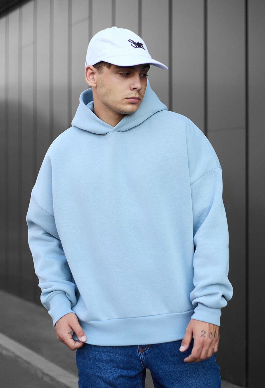 Bluza z kapturem Staff light blue oversize fleece