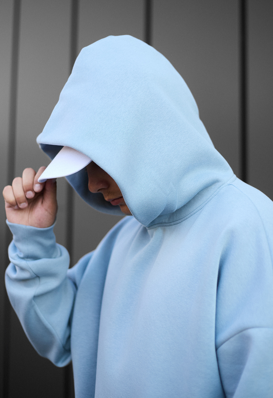 Bluza z kapturem Staff light blue oversize fleece