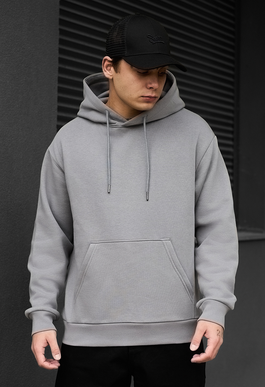 Bluza z kapturem Staff gray logo oversize fleece